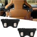Car Headrest Hook, 2PCS Suede Vehicle Back Seat Storage Hanger with Double Metal Hook, Automotive Seatback Organizer for Purse Handbag Coat, Compatible with Most Sport Seat (Black)