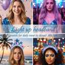 2 x Yokawe Twinkling LED Light Up Stars Tinsel Headband,Silver Glitter Christmas Party Crown, New Year Costume Hair Accessory for Women