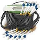 200 Meters 6 Core Industrial TPU LC to LC Outdoor Armored Fiber Optic Cable, OS2 Single Mode 6 Strands Fiber Patch Cable with LC Connectors, 9/125um, OD-5mm, Direct Burial LC-LC