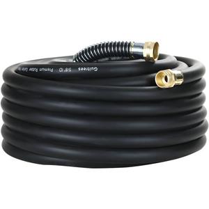 50FT 5/8 Heavy Duty Rubber Garden Hose - 200psi Working, 1000psi Burst - Hot/Cold Water - Five-Layered Braiding for Durability - Versatile for Gardening, Agriculture, Construction(Black)