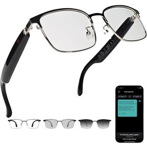 Ai Smart Glasses Bluetooth 5.4 with Translation for Men Women 160+Languages Color-Change Lens Power by Chat GPT Assistant Free App Translator Glasses Meeting,Driver,Travel