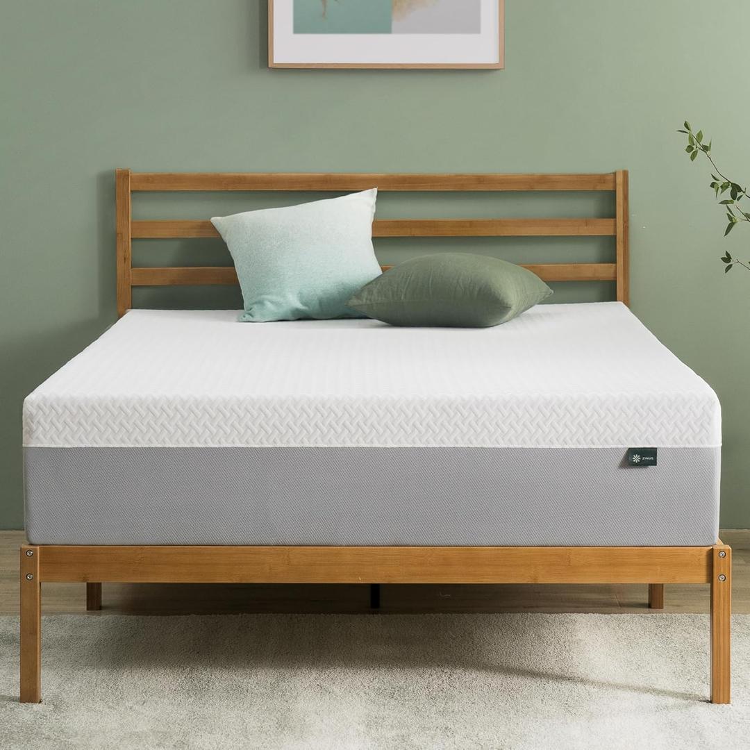 Zinus 12 Inch Green Tea Essential Memory Foam Mattress [New Version], Queen, Fiberglass Free, Medium Feel, Breathable Airflow Memory Foam, Certified Safe Foams & Fabric, Mattress in A Box (White)