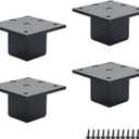 Wealrit 4 Pcs Metal Furniture Legs 2inch Tall Square Tube Cabinet Feet Table Support Legs Sofa Bed Leveling Feet(Black)