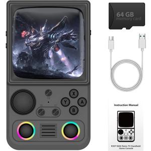 R36TMAX Portable Retro Gaming Console with 4.0 CRT-Inspired Screen, 64GB (Gray)