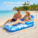 Pool Floats Adult, 65" Thicken PVC Inflatable Pool Chair Lounger Rafts with Cup & Phone Holder & Headrest Backrest Footrest, Comfort Pool Floaties for Adults Lake Beach Party Outdoor (1PC)