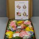 Pinkpuii Spring Wreaths for Front Door 24 Inch Vibrant Spring Summer Wreath with Peonies,Roses,Marigolds,Blueberries & Realistic Fruit Accents (Peach, Lemon)- Ideal for Porch,Entryway,Wall,Window