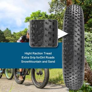 SIMEIQI 20"/26"X4.0" E-Bike Fat Bike Tires with Anti-Puncture Protection Electric Bike Tricycle Tyres Foldable Replacement Tire for Mountain Snow All Terrian E-bike Urban City Street Road Bicycle