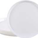 6 Packs Plastic Round Platter, 13.5-Inch Restaurant Food Serving Trays, White