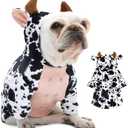 DELIFUR Dog Halloween Cow Costume - French Bulldog Adorable Holiday Outfit Cute Hoodie Cosplay Animal Costume for Small Dog (Small)