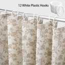 WOUVMA Beige Shower Curtain Floral Cotton Linen Cottagecore Shower Curtain for Bathroom 78" L x 72" W Long