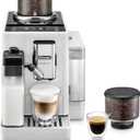 De'Longhi Rivelia Automatic Espresso Machine with Grinder & Milk Frother – All-in-One Coffee Maker, Hot & Iced Latte, Cappuccino, Bean Switch System, Burr Grinder, Compact Italian Design, White