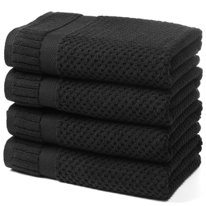 DIGEU 100% Cotton Bath Towels for Bathroom,Highly Absorbent Bath Towels Set Quick Dry,Luxury Soft Towels for Hotel(4 Piece,Black)