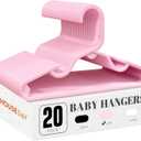 HOUSE DAY Plastic Baby Hangers for Closet 20 Pack, Durable Plastic Kids Hangers for Baby Clothes, Thin & Compact Childrens Hangers, Space Saving Pink Baby Hanger, Small Hanger for Kids Clothes