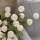 VIERENA 6 Pcs Faux Silk Pompon Mum Artificial Flowers for Vase -27", Bulk Fake Chrysanth Branches with Stems for DIY Bouquet Centerpieces Wedding Fillers Arrangements Shower Decorations (Cream)