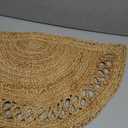 Boho Braided 1.5x3 Area Rug - Jute Natural Fiber Half Round Rug for Living Room Entryway, Farmhouse, Home, Indoor Rugs Jute Door mat for Bathroom, Kitchen, Black, 1.5 X 3 ft 