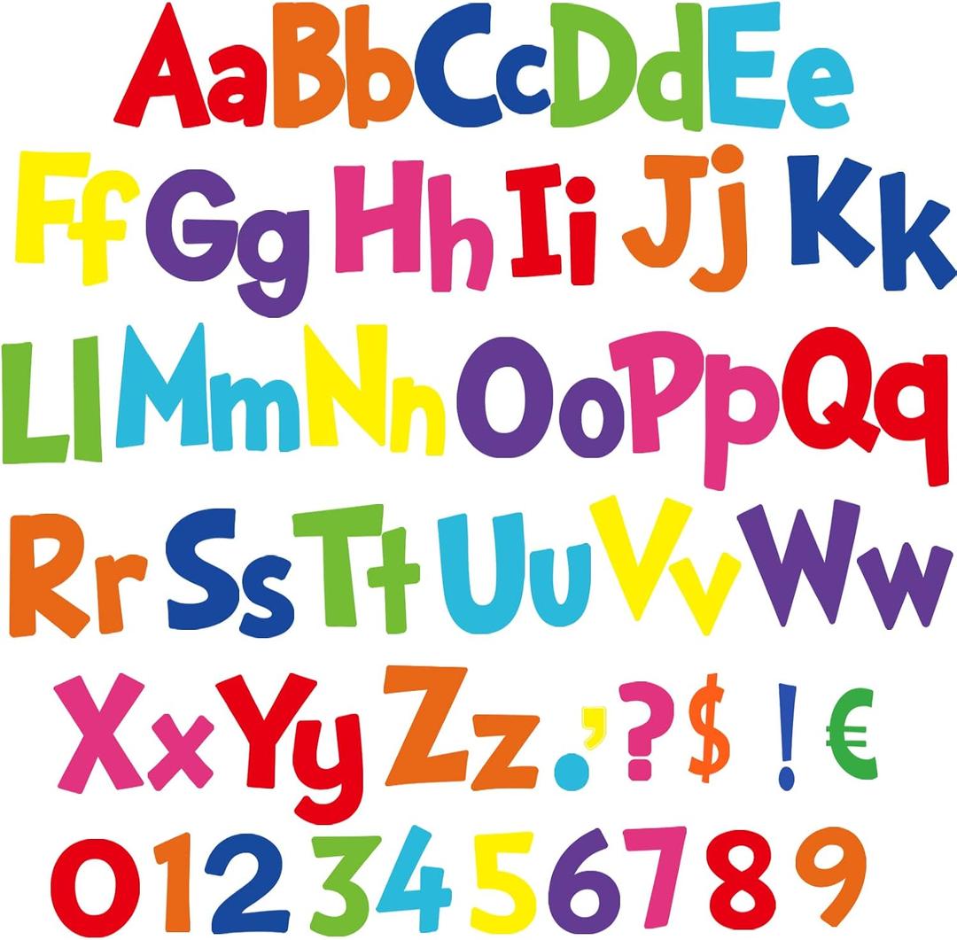 Tenare 134 Pieces 5 Inch Bulletin Board Letters Alphabet Numbers Combo Set Letter Cutouts for End of Year Students Gifts Bulletin Board Display Home Decor(Solid Rainbow Color)
