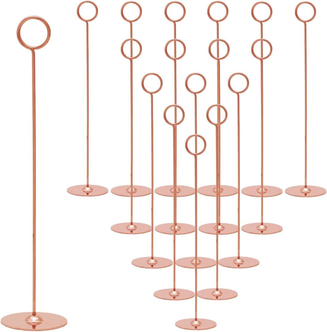 Urban Deco 16PK Table Number Holders Place Card Holders 12 Inch Table Card Holders Steel Card Holders for Photos, Food Signs, Memo Notes, Weddings, Restaurants, Birthdays (Rosegold)