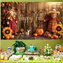 Happy Fall Banner Autumn Thanksgiving Backdrop Banner 71x43 Inchs Scarecrow Outdoor Party Decorations Pumpkin Fall Maple Leaves Farm Harvest Banners