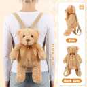 Hillban Women Faux Fur Bear Shaped Backpack Adjustable Straps Cute Plush Shoulder Bag Purse for Adults Mother's Day Gift