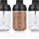 Supkiir Spice Containers Glass, 3Pcs Kitchen Glass Condiment Containers with Lids 8 oz Spice Jars, Small Spoons for Spice Jars Moisture-Proof Seasonings Container Set for Storage Spices
