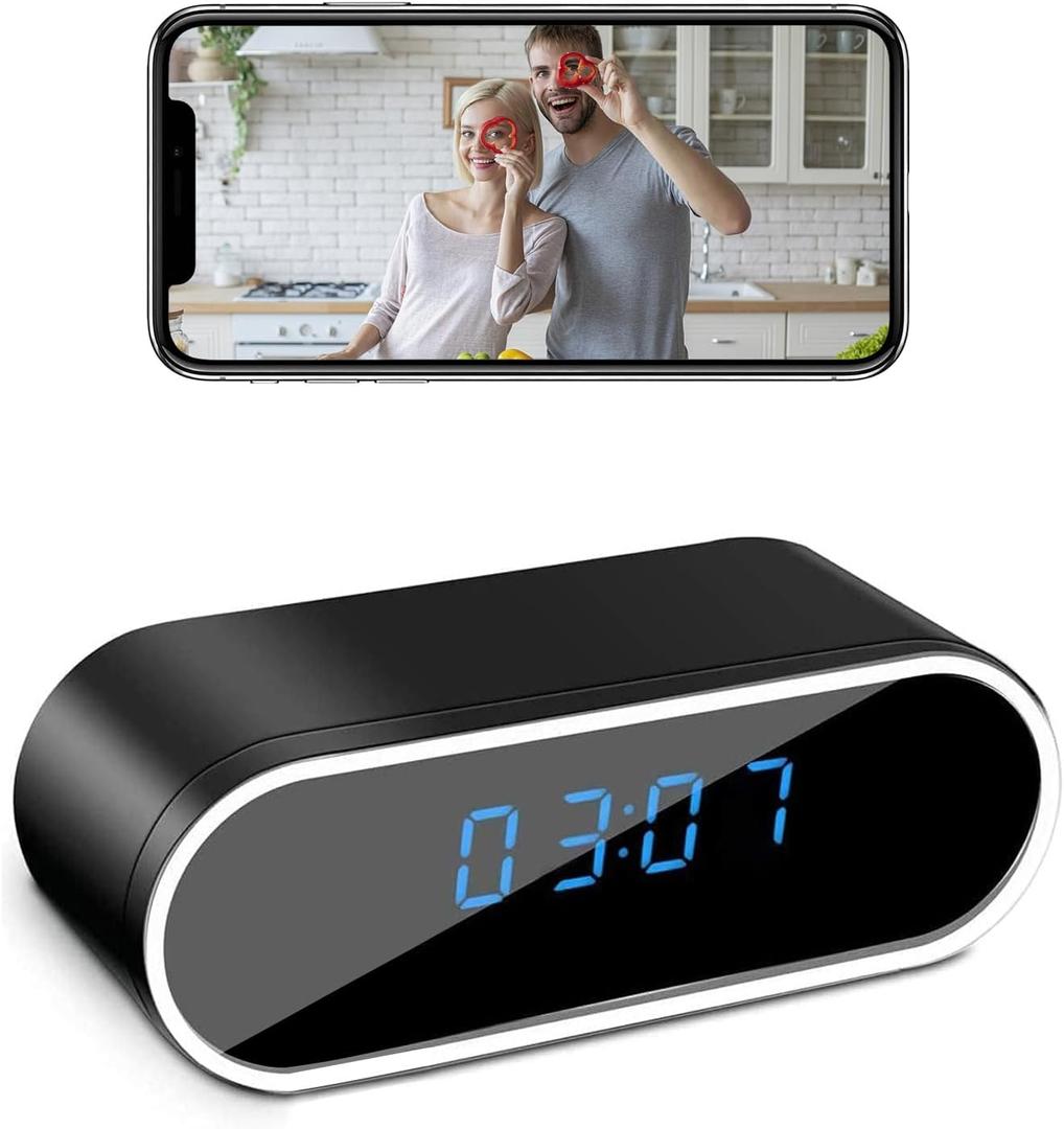 braosusner WiFi Hidden Camera Clock Wireless Spy Camera HD 1080P Security Nanny Cams with Night Vison and Motion Detection for Home/Office