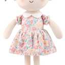 GAGAKU Soft Plush Baby Doll for Girls (12") - My First Baby Doll Gift for Girls, Toddlers & Infants, Machine Washable Rag Doll Toy - Pink Flower Girl