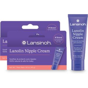Lansinoh Lanolin Nipple Cream Safe for Breastfeeding Baby, 100% Natural Nipple Butter for Mom, Breastfeeding Essentials, 1.41 Ounces (2 Pack) (1.41 Ounce(Pack of 2))
