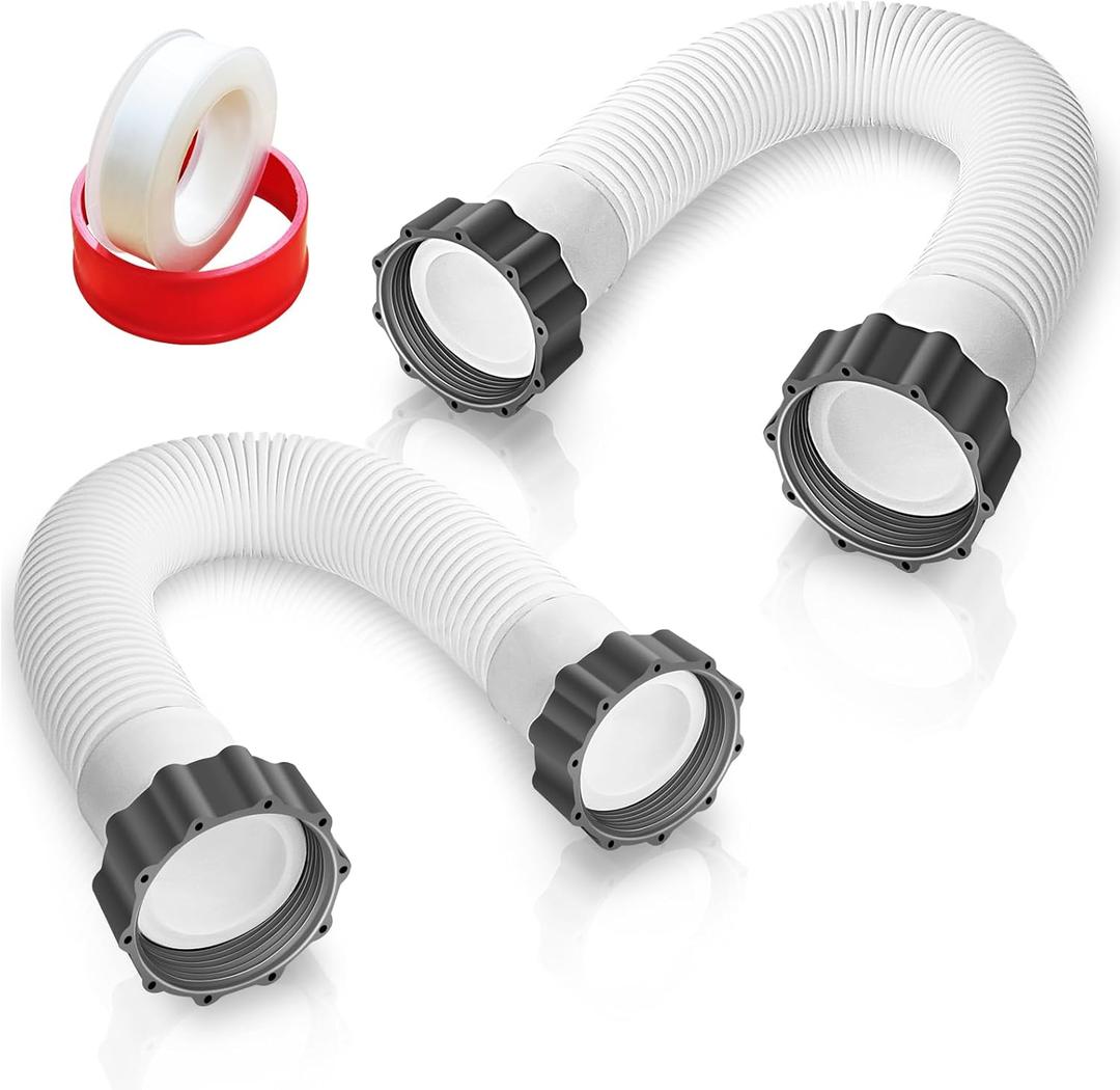 Boltigen 1.5'' Diameter Pool Sand Filter Pump Hose, 20inch Pool Pump Replacement Hose for Above Ground Pools, 2PCS Flexible Water Pool Hose Set for Filter Pump and Saltwater Systems, White
