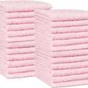 Amazon Basics Highly Absorbent, Fast Drying 100% Cotton Washcloths for Bathroom and Face, 12 x 12 inches, Petal Pink, 24-Pack