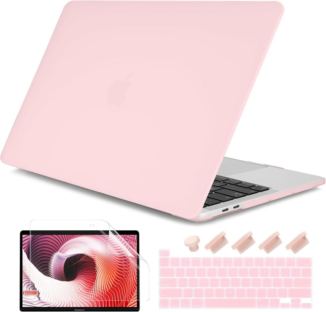 DONGKE for MacBook Pro 13 inch Case 2023 2022 2021 2020 Release Model: A2338 M2/M1 A2289 A2251 with Touch Bar & Touch ID, Frosted Matte Plastic Hard Shell Case & Keyboard Cover, Solid Pink