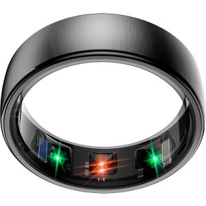 Smart Health Ring Sleep Health Tracker for Women Men with Heart Rate, Blood Oxygen, Sleep Monitor, Steps, Calories, 5ATM Waterproof for iPhone/ Android, No Subscription Fee(Black, 8#)