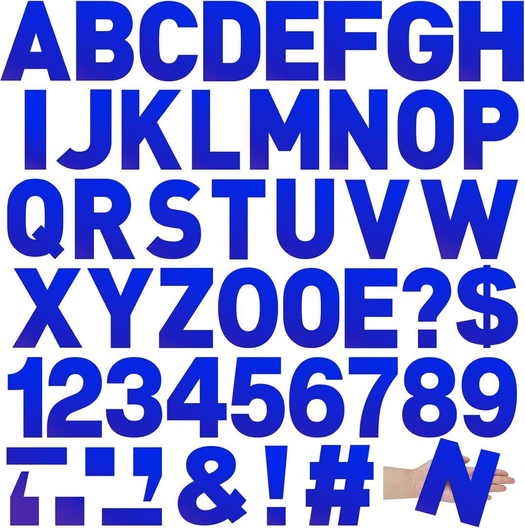 184 Pcs Large Vinyl Letter Sticker 6" Big Alphabet Number and Symbol Sticker Self Adhesive Removable Letter Decal for Christmas Bulletin Board Classroom Decor Poster Window Door Mailbox(Blue)