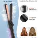 360 Airflow Styler Curling Iron - 1.25 Inch Hair Straightener and Curler 2 in 1 with Vented Cool Air to Lock in Style, Extra Long Flat Iron Curling Wand, 5 Temps & Dual Voltage for Travel (Black)