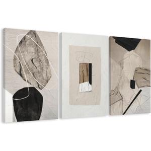 EJPFOGV Triptych Neutral Abstract Wrapped Canvas Wall Art 20x30 inches x3