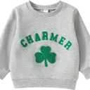 FIOMVA Toddler Baby Girl Boy Easter Outfits 0 3 6 9 12 18 24Months 2t-3t  Bunny Sweatshirt Sweater Top Shirt Clothes (St. Patrick's Day Charm Green)