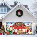 HOMETITUTE Merry Christmas Garage Door Banner 13x6ft Cows Farm Animals Barn Theme Backdrop Banners for Inside Winter Door Cover Banners for Outside Garage Wall Covering Party Decorations