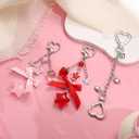 3 x 2Pcs Cute Purse Charms Purse Extender Chain,Y2K Strawberry Keychain Bow Keychain,Kawaii Heart Star Bag Charm