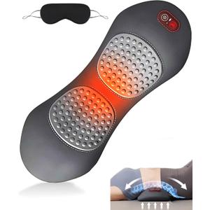 Vibration Massage, Airbag Traction,Lumbar Support Pillow Adjustable Height for Bed and Chair for Relief Deep Tissue Dark Gray