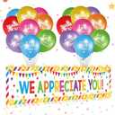 Gemscream Light up We Appreciate You Banner Decorations Housekeeping Week Thank You Backdrop Banner Yard Sign with 21 Pcs Balloons Employee Appreciation Gifts Teacher Party Supplies(Fresh)