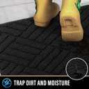 PLEASOR Door Mat for Front Door Entrance, Dirt Trapper Washable Welcome Mat Outdoor Indoor, Non-Slip Waterproof Doormat for Outside/Inside Use, Low Profile Entryway Rug, 20"x32", Black (2'8" x 1'8" (Rectangular))