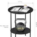 Side Table,Round End Table with 2 Storage Shelves| Compact Side Tables for Living Room, Couch, Office & Bedroom | Narrow Accent Table as Space-Saving Small Bedside Table 18x18x22in(Black), Large