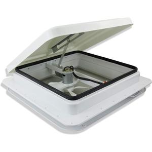 14" RV trailer Roof vent complete 12 volt FAN w/white lid and interior garnish