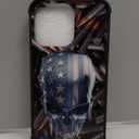 DJSOK Case for iPhone 13 Pro,Luxury Pattern Design Shockproof Rugged Cover,Cases for Man Woman-Bullet Skull Flag