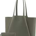 LOVEVOOK Laptop Tote for Women - 15.6 Inch Faux Leather Laptop Bag with Clutch, Large Capacity Office Purse Computer