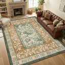 GarveeHome Terracotta Olive Sage Green 8x10 Area Rugs for Living Room, Botanical Grove Cottage core Washable Rug for Bedroom Dining Nursery Low-Pile Vintage Large Carpet