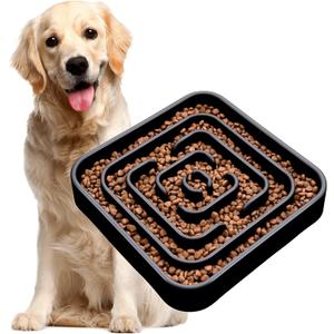 TOBYTO Slow Feeder Dog Bowls for Large Medium Breed, Anti-Choking Pet Slow Feeding Food Bowl, Non Slip Maze Puzzle Dog Feeder Bowl Prevent Bloating,Black