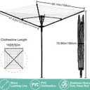 Nisorpa Outdoor Umbrella Drying Rack,12 Lines with 165 Feet Umbrella Clothesline Outdoor Dryer Clothes Line, 4 Arm Steel Frame Adjustable Height Retracting Collapsible Clothes Drying Rack for Backyard, 70.86 in x 47.63 in x 66.14 in