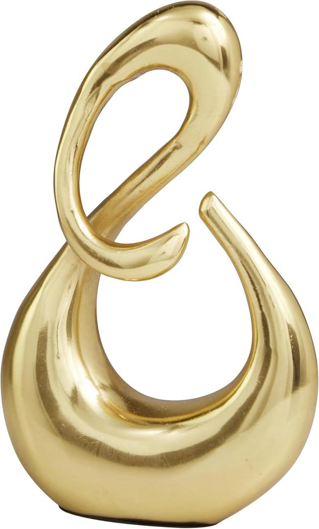 Deco 79 Aluminum Metal Abstract Decorative Sculpture Swirl Home Decor Statue, Accent Figurine 7" x 3" x 12", Gold