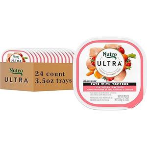 Nutro Ultra Wet Dog Food, Pate with Toppers Chicken Entree, 3.5 oz. Trays (24 Count, Pack of 1), Best By: 10/22/2025