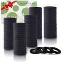 Bessrung 100PCS Black Hair Ties for Women Girls, Seamless Thick Black Hair Band, Elastic Hair Ties No Damage Ponytail Holder for Everyday Use